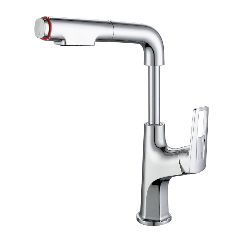 Full Brass Lifting and Pull-Out Bathroom Faucet