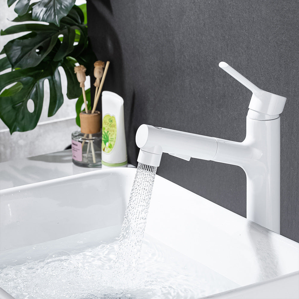Full Brass Hot and Cold Water Multi-Function Pull Down Bathroom Countertop Basin Bathroom Faucet