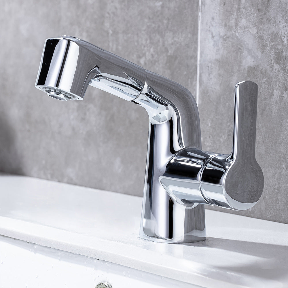 Eumtenr Full Brass Hot and Cold Water Pull Down Bathroom Faucet