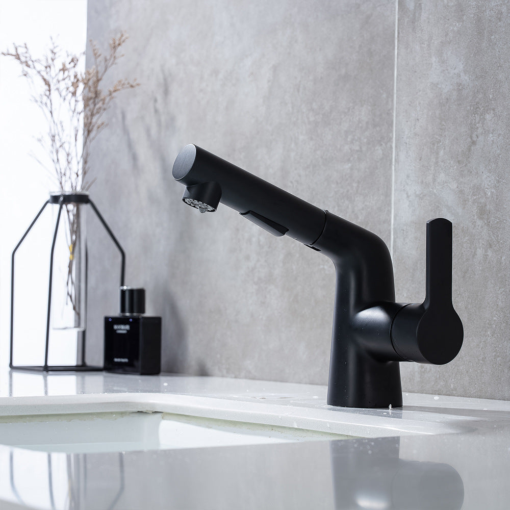 Eumtenr Full Brass 1.5 GPM Hot and Cold Water Pull Down Bathroom Faucet