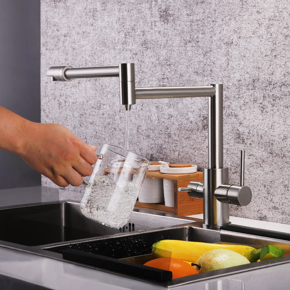 Full Brass Folding Dual Purpose Kitchen Faucet for Water Purification