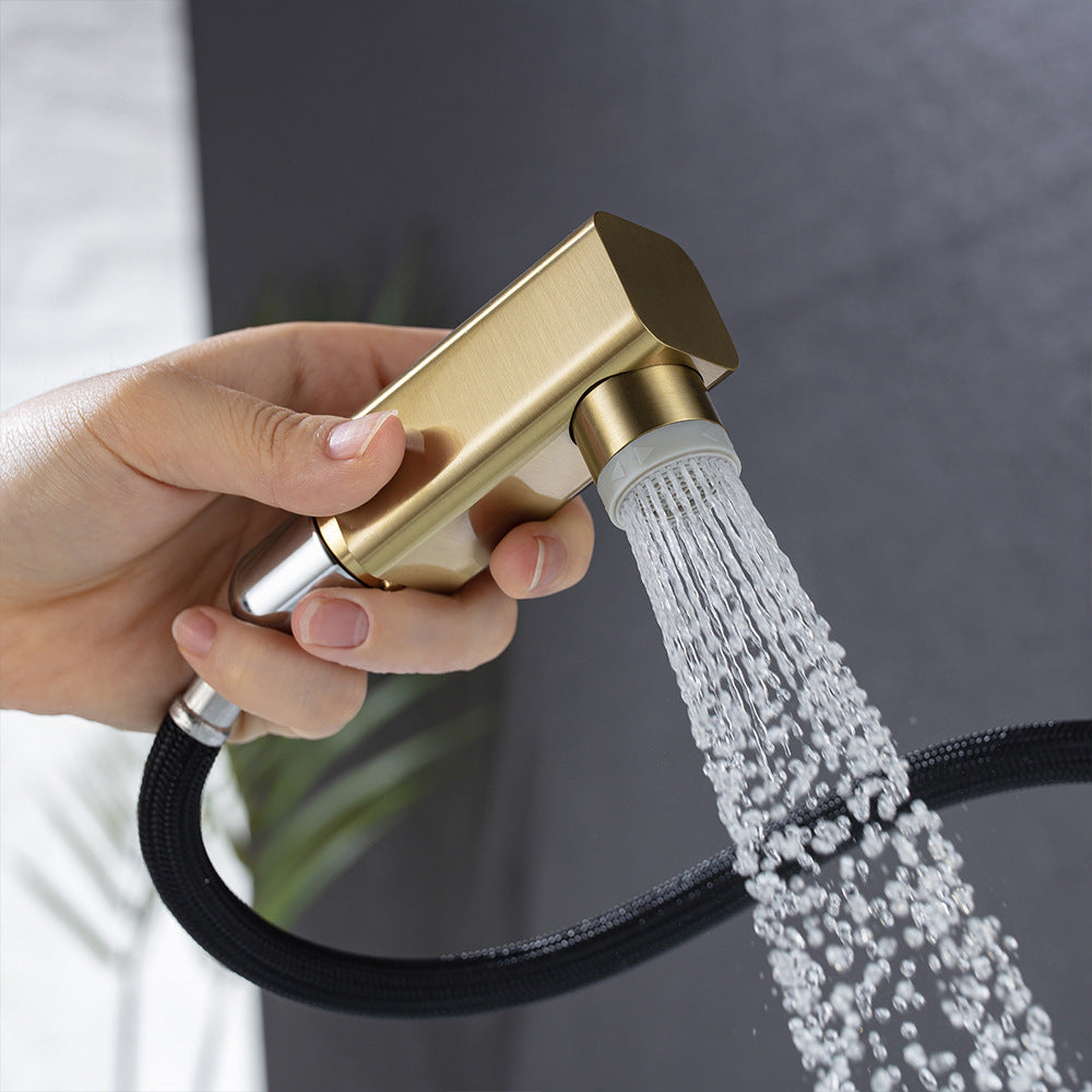 Eumtenr Full Brass Hot and Cold Water Pull Down Bathroom Faucet