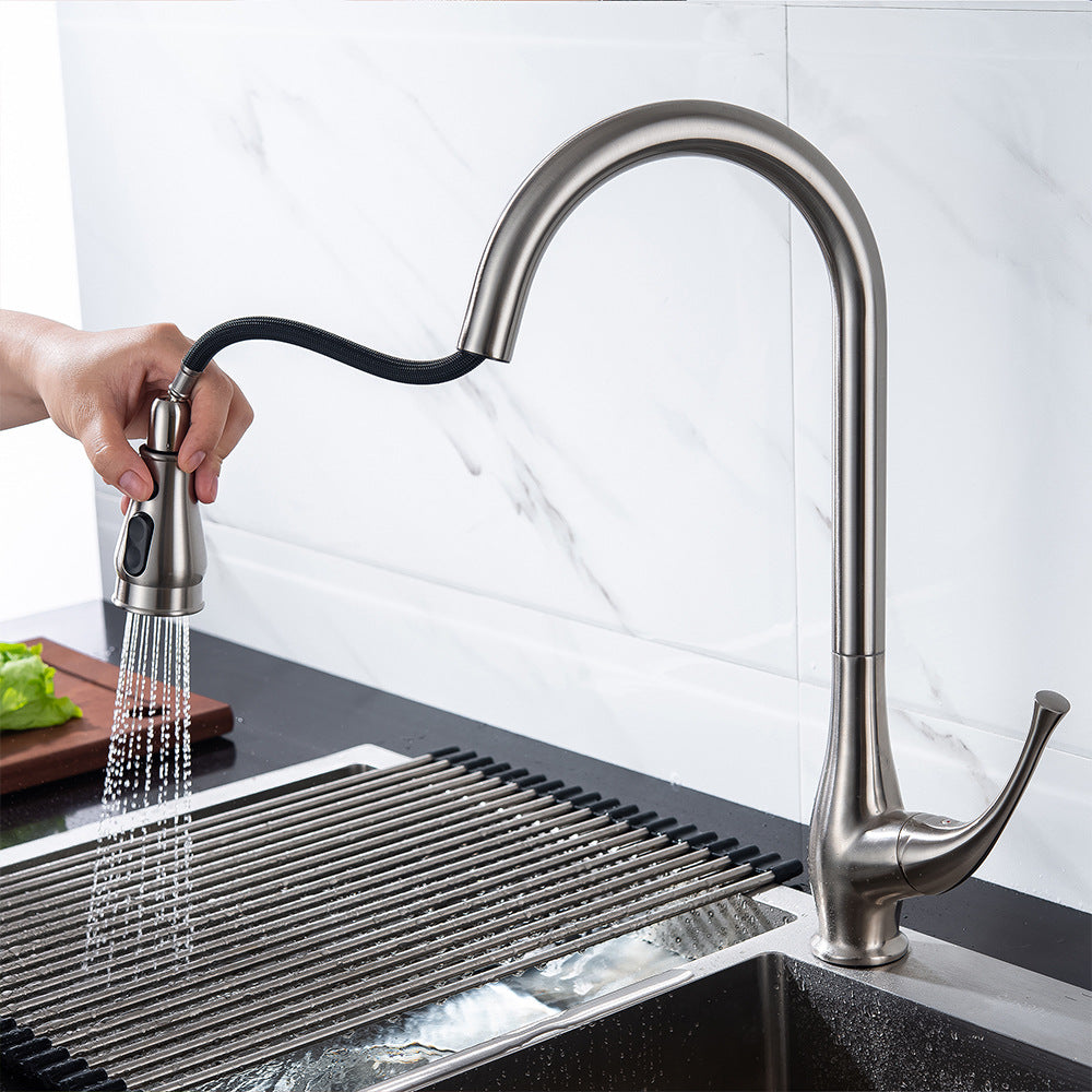 Eumtenr Brass Kitchen Sink Faucet, Kitchen Faucet Brass with Pull Down Sprayer