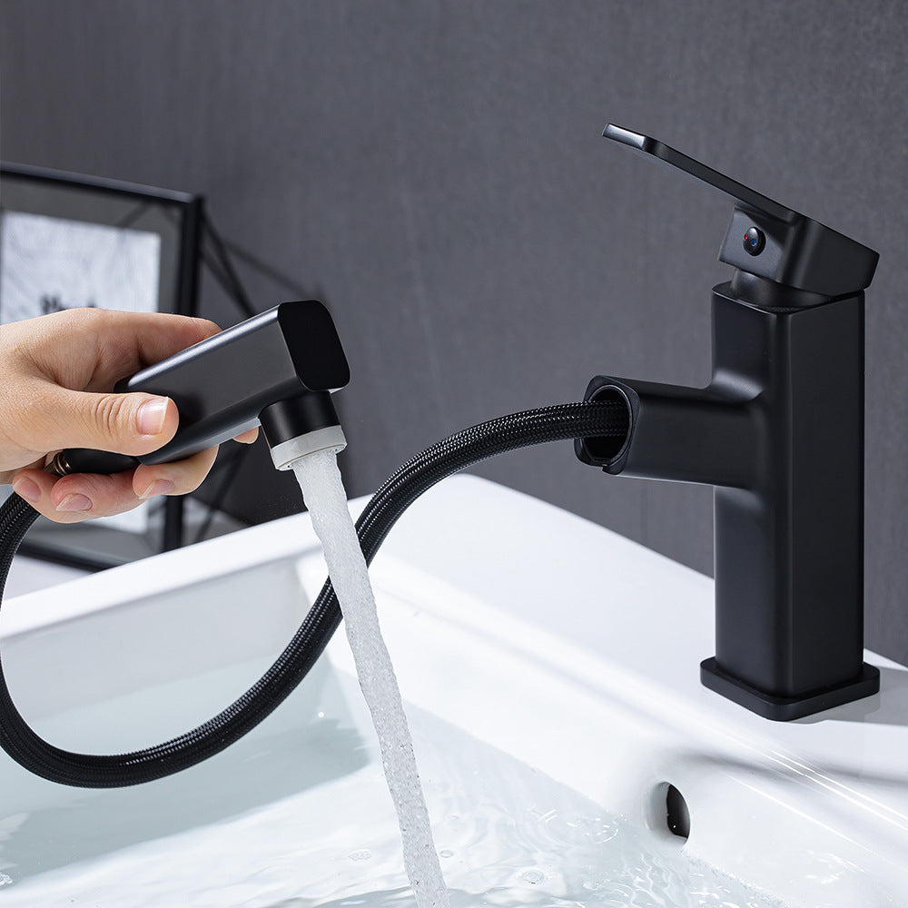 Eumtenr Full Brass Hot and Cold Water Pull Down Bathroom Faucet