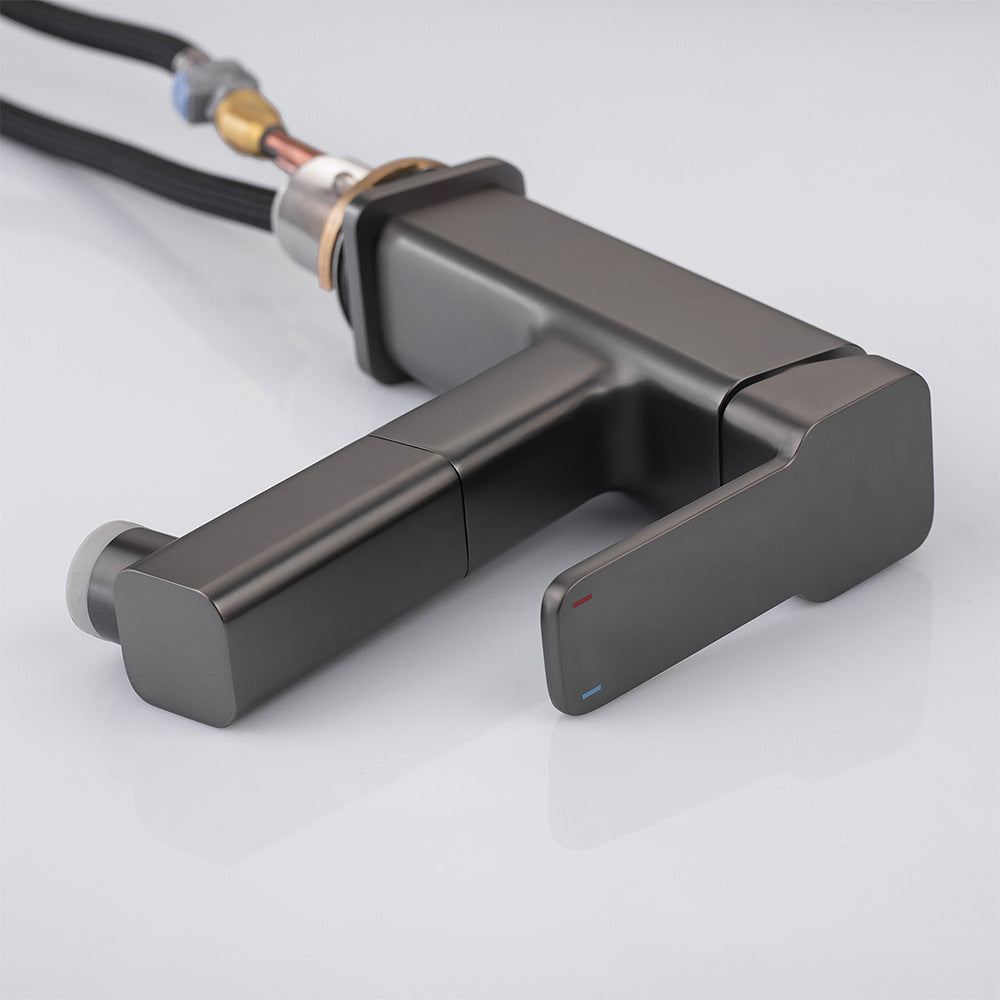 Eumtenr Full Brass Hot and Cold Water Pull Down Bathroom Faucet