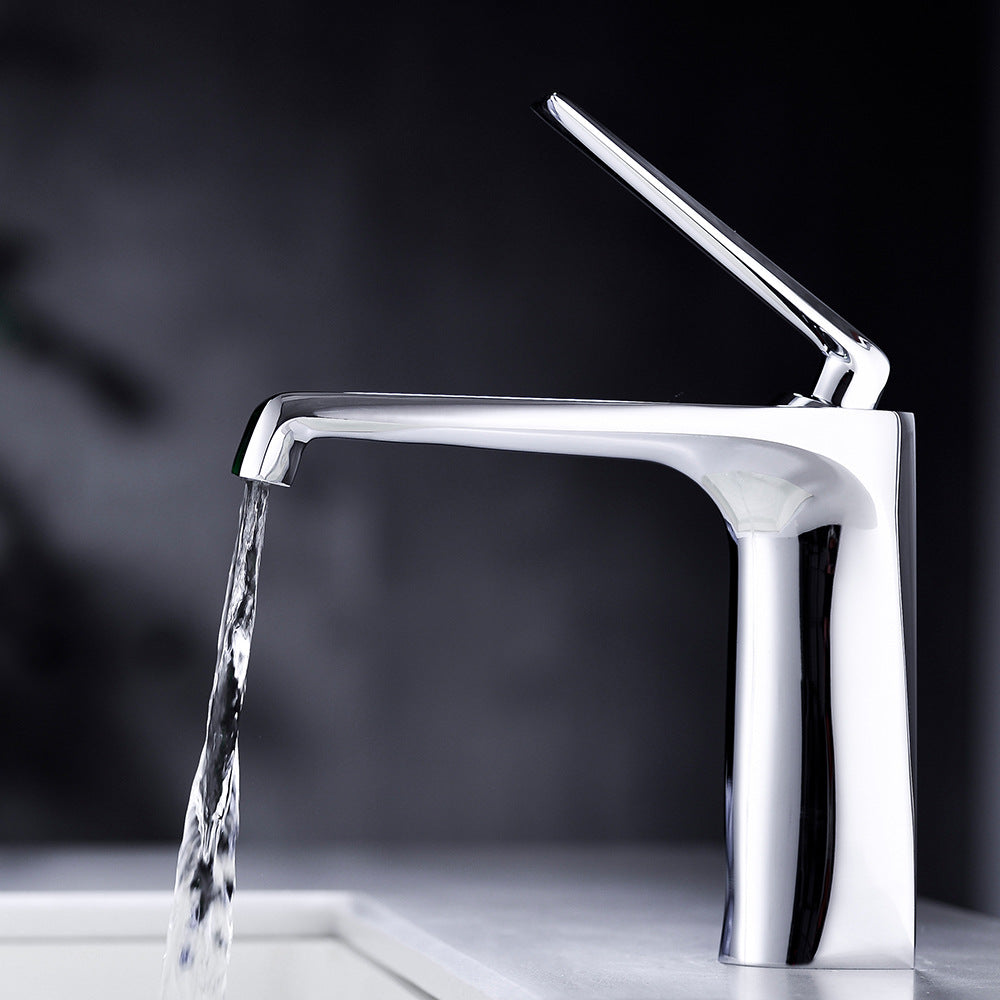 Brass One-Handle Modern Waterfall Bathroom Sink Faucet