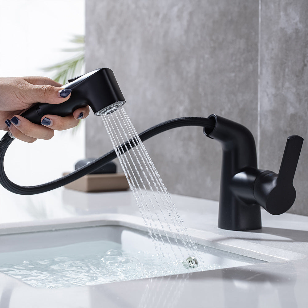 Eumtenr Full Brass Hot and Cold Water Pull Down Bathroom Faucet