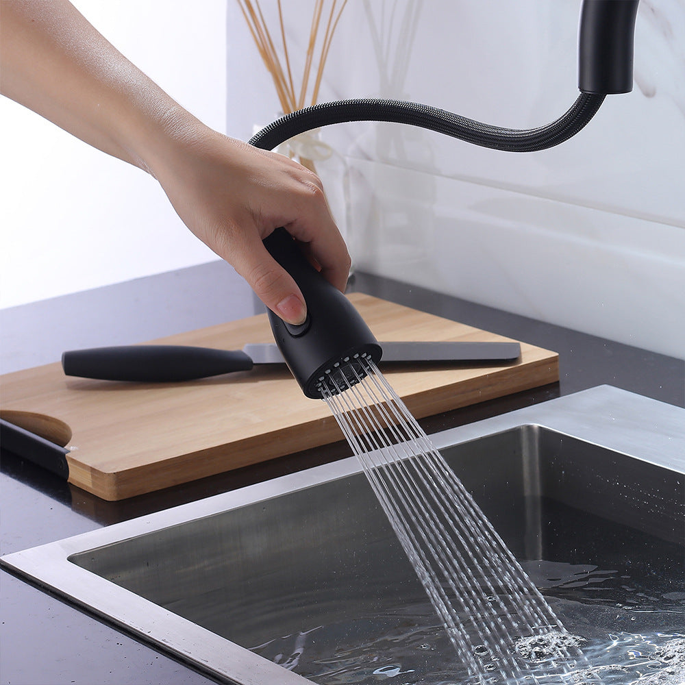 Eumtenr Brass Pulling and Retracting Kitchen Faucet with Hot and Cold Water