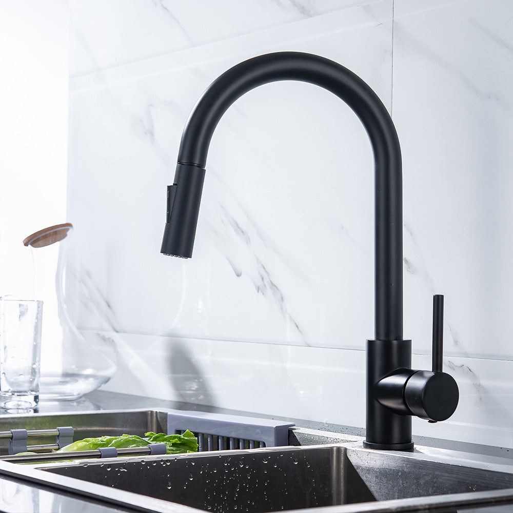 Eumtenr All Brass Single Hole Pull Down Sprayer Kitchen Faucet