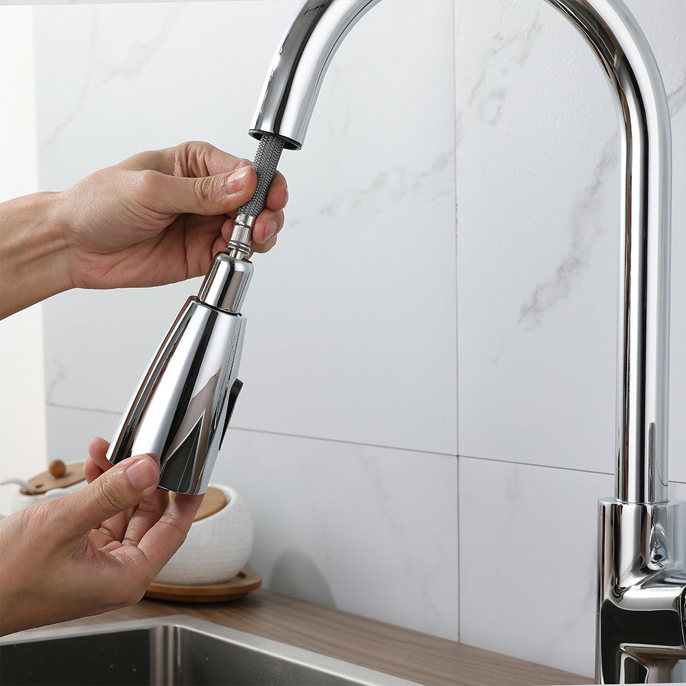 Eumtenr All Brass Cold and Hot Single Hole Pull Down Sprayer Single Control Kitchen Faucet
