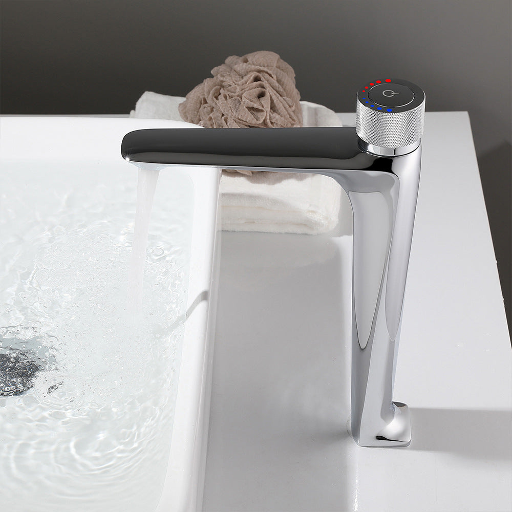 Brass Bathroom Hot and Cold Water Faucet with Rotary Button