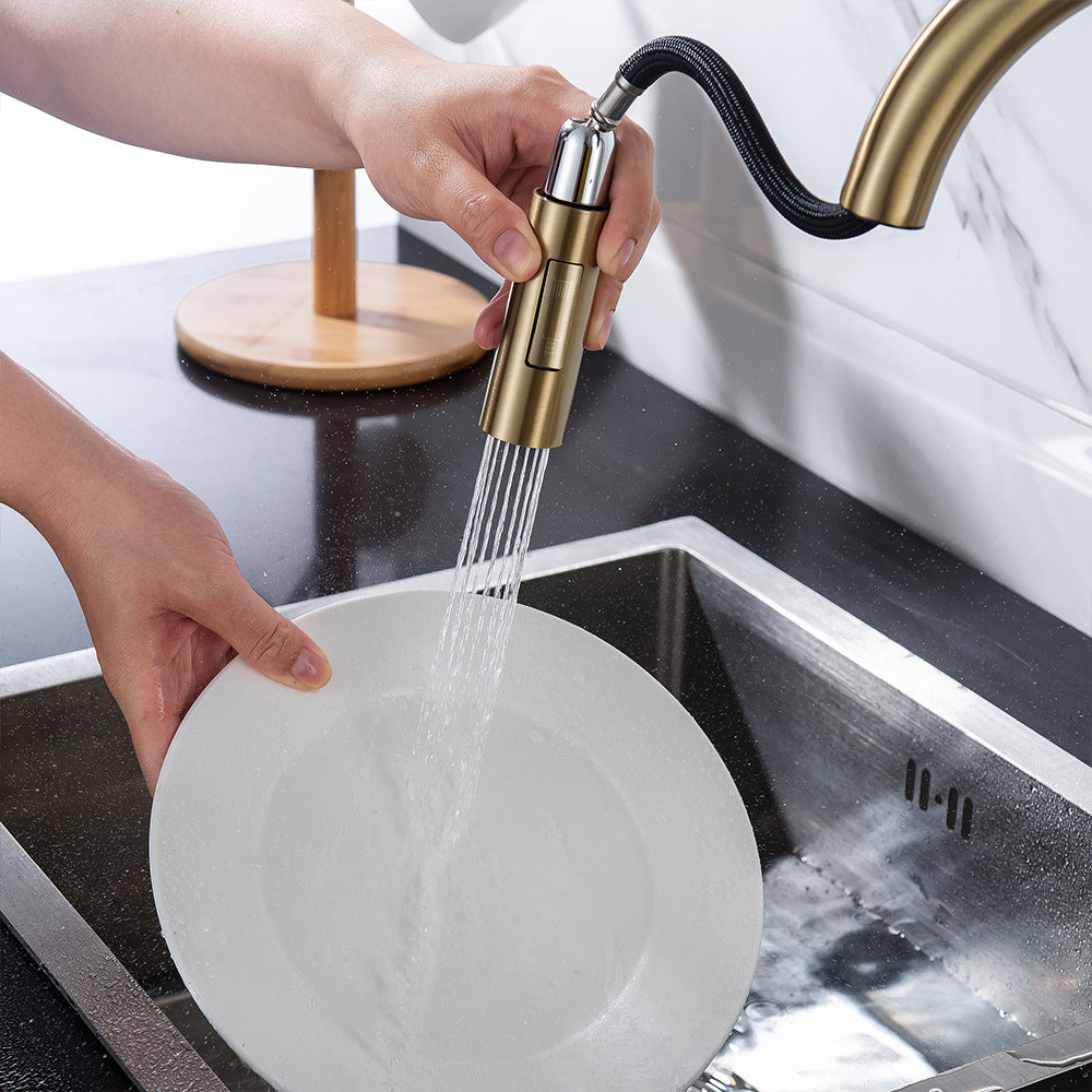 Eumtenr All Brass Single Hole Pull Down Sprayer Kitchen Faucet