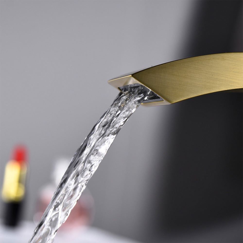 Brass Square Hot and Cold Water Bathroom Faucet