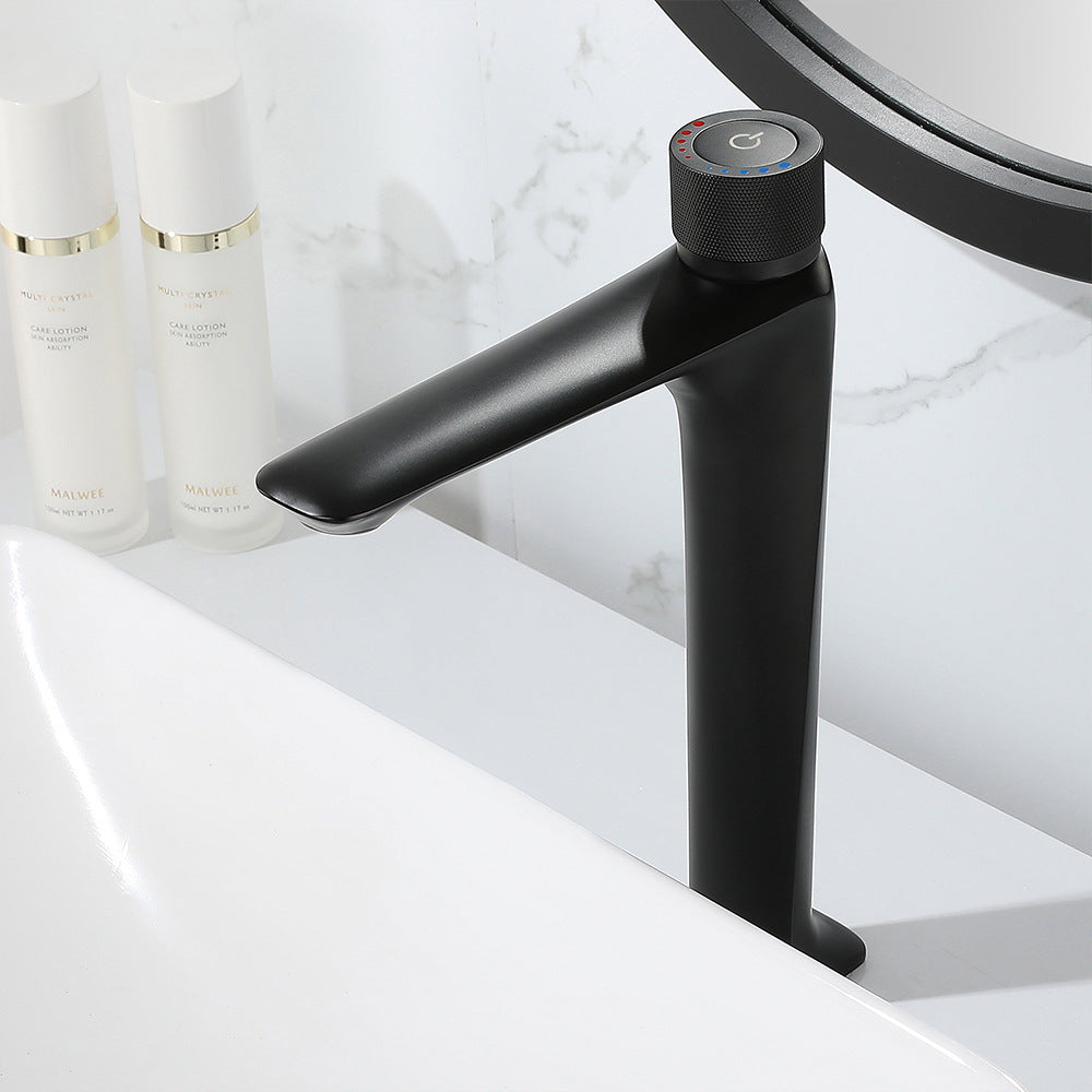 Brass Bathroom Hot and Cold Water Faucet with Rotary Button