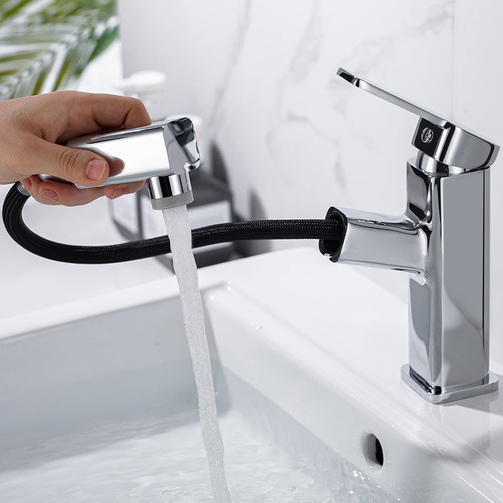 Eumtenr Full Brass Hot and Cold Water Pull Down Bathroom Faucet