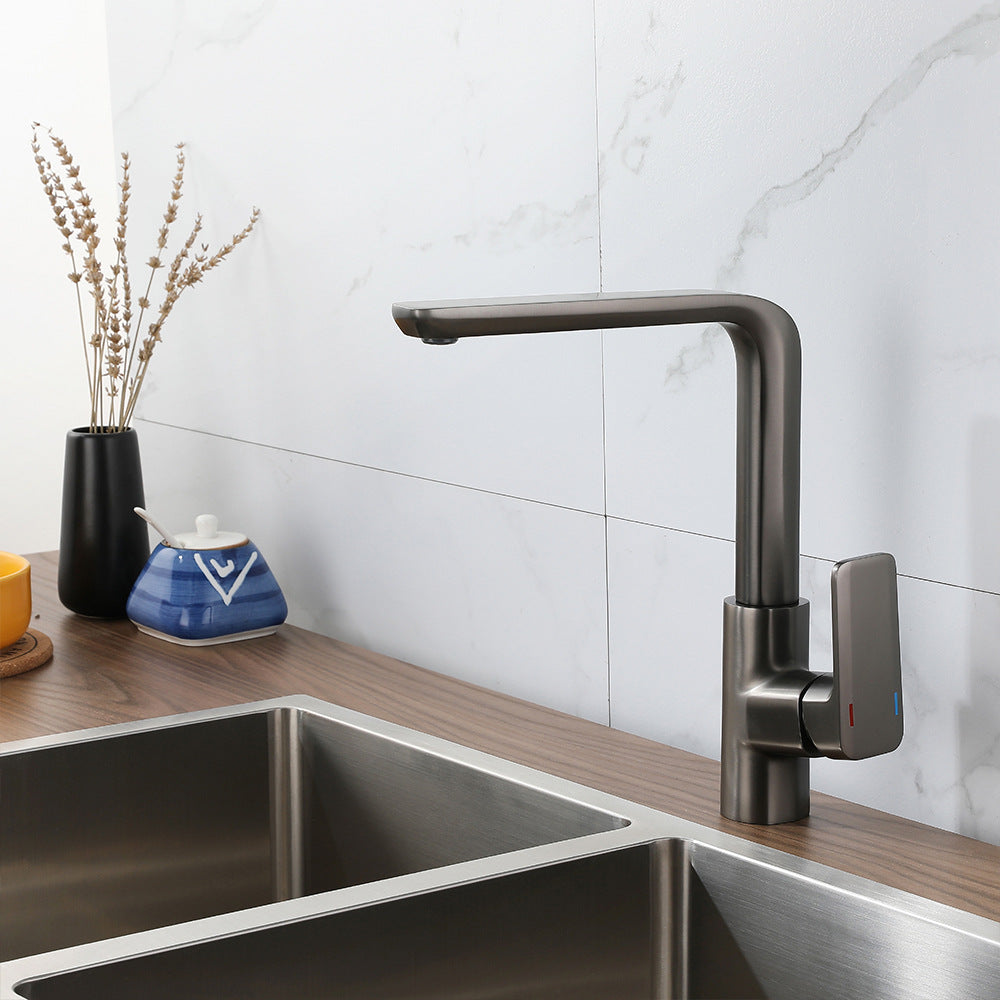 Eumtenr All Brass Cold and Hot Single Hole Kitchen Faucet