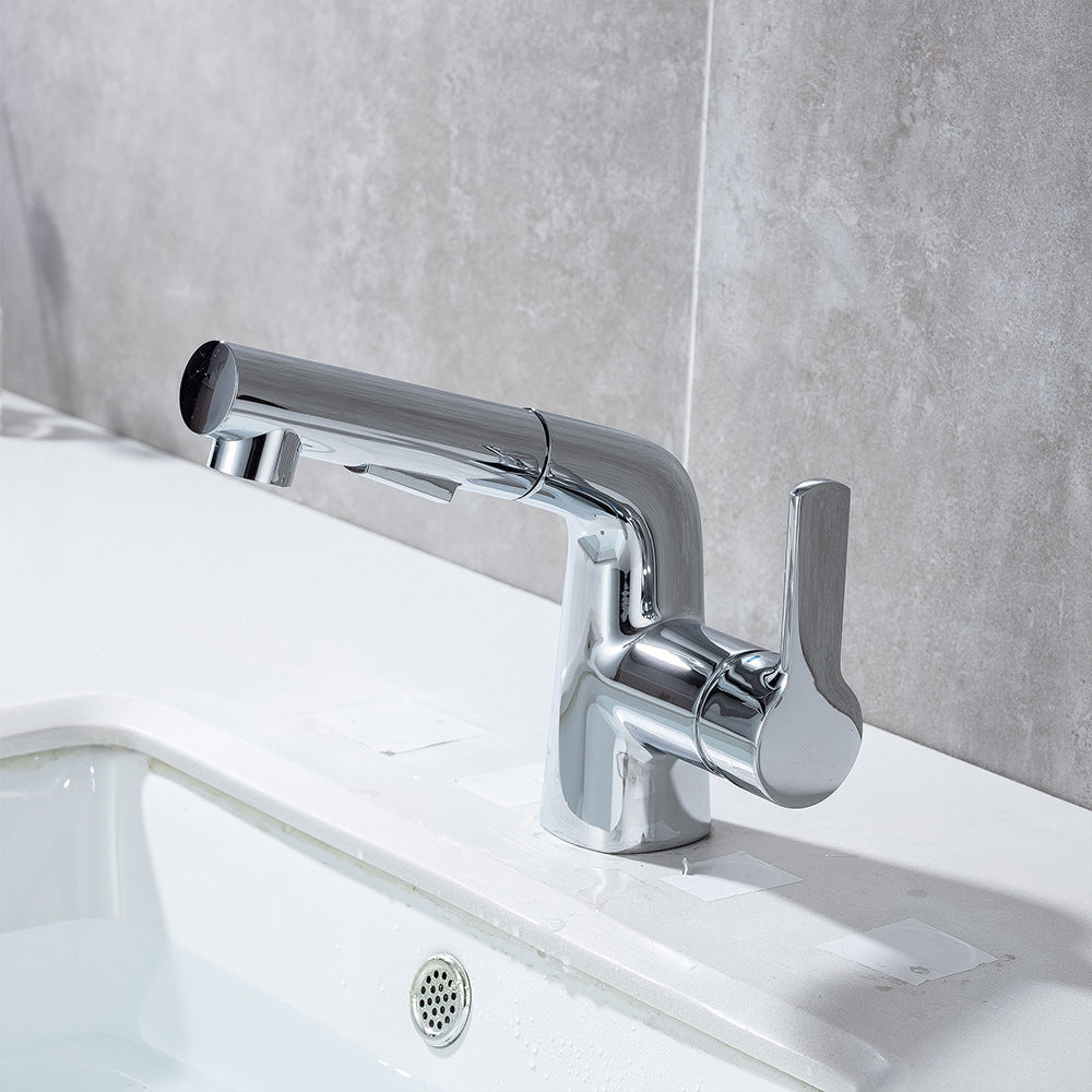 Eumtenr Full Brass 1.5 GPM Hot and Cold Water Pull Down Bathroom Faucet