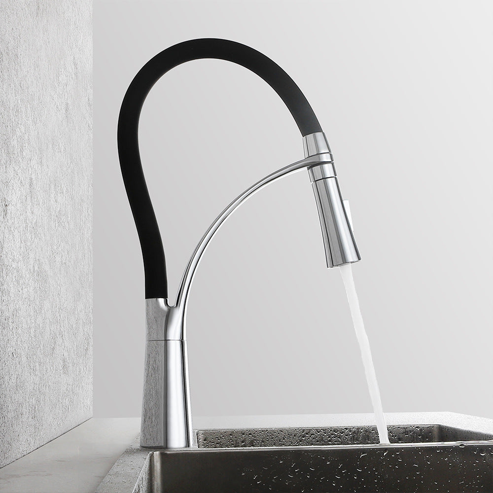 Brass Single Handle Pull Down Sprayer Kitchen Faucet, with LED Light