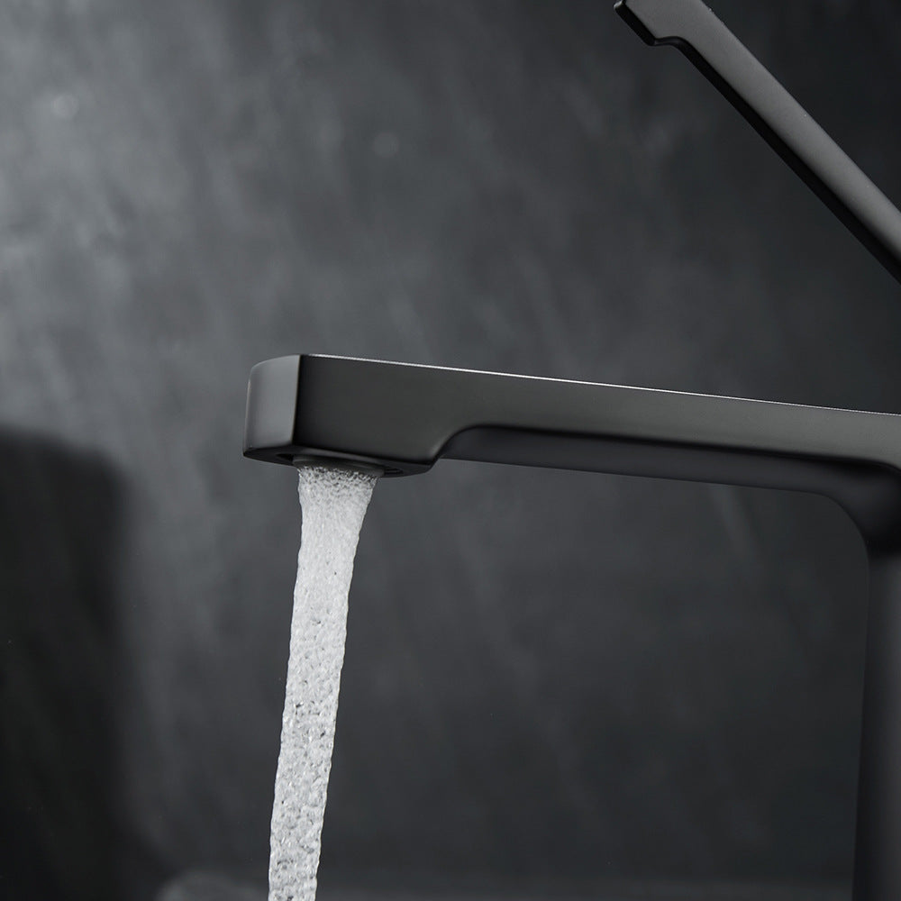 Square Brass One-Handle Modern Waterfall Bathroom Sink Faucet