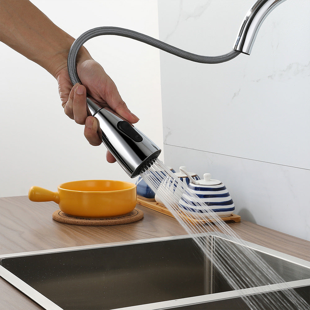 Eumtenr All Brass Single Hole Pull Down Sprayer Single Control Kitchen Faucet