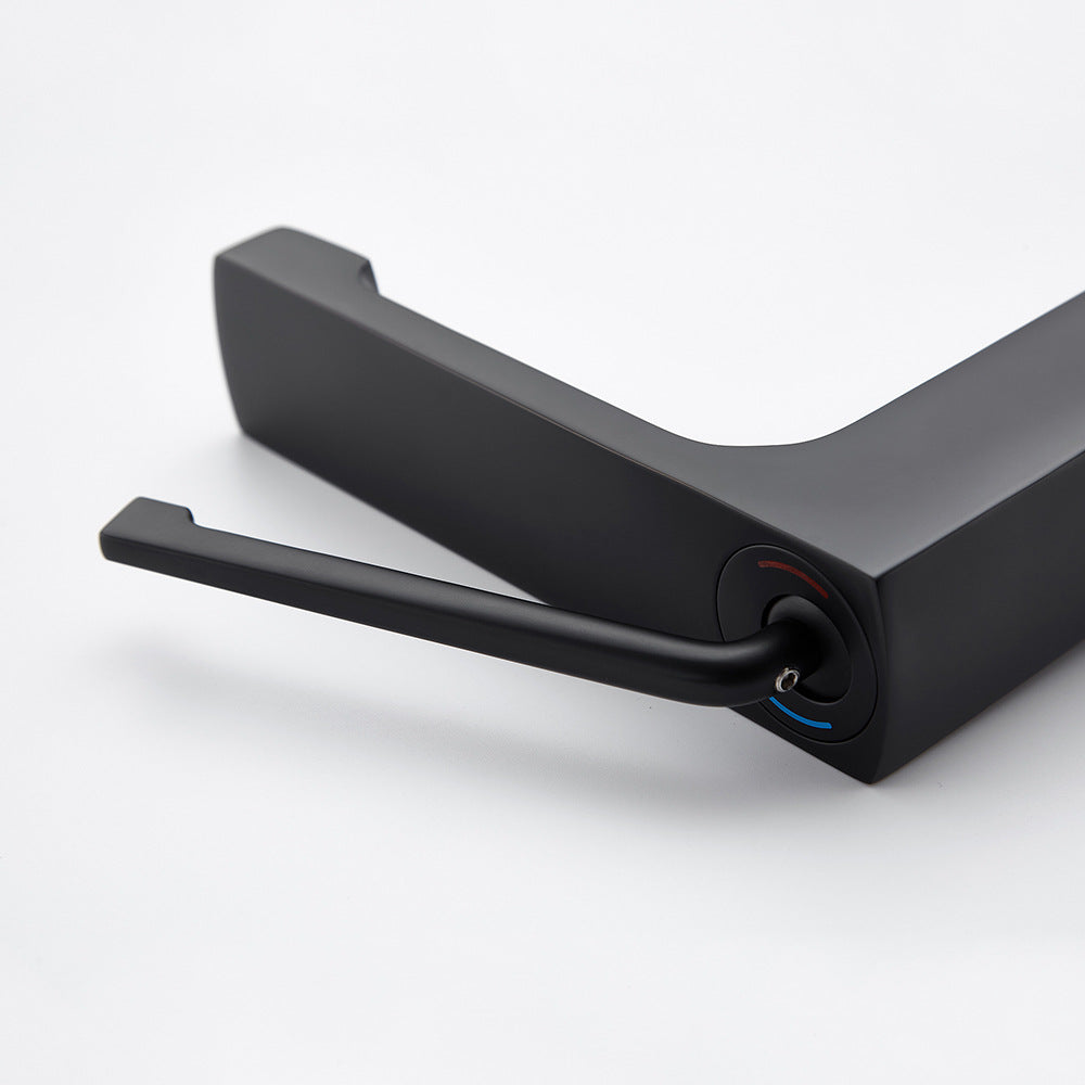 Square Brass One-Handle Modern Waterfall Bathroom Sink Faucet