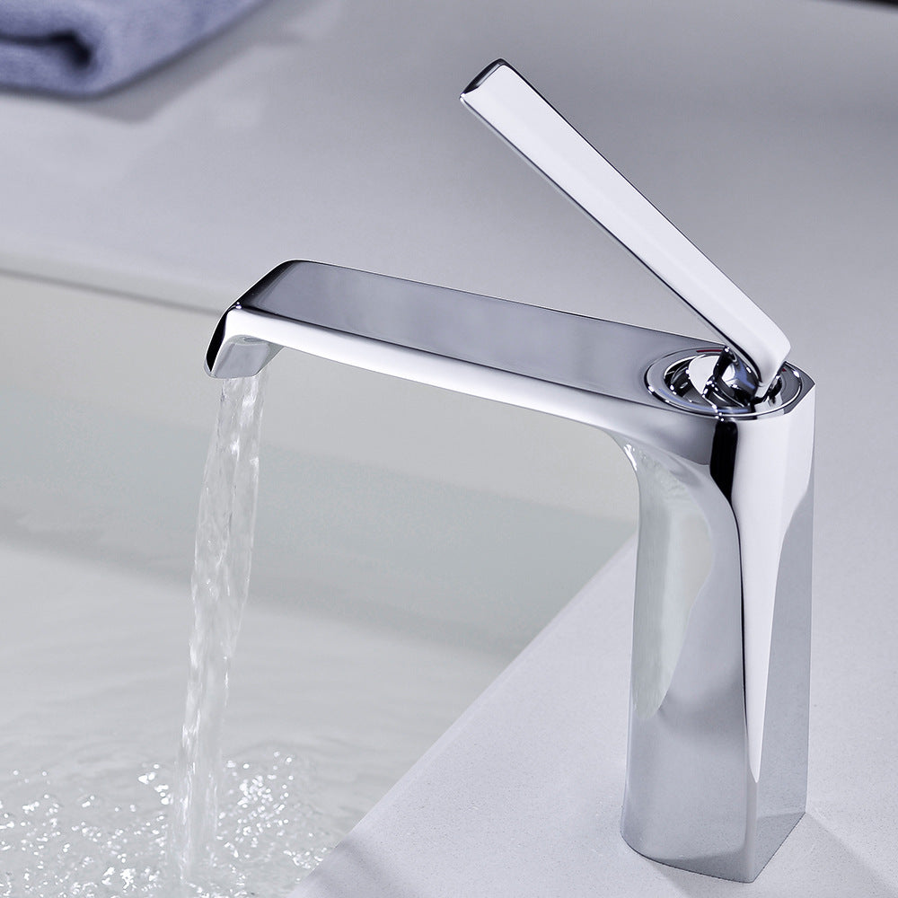 Brass One-Handle Modern Waterfall Bathroom Sink Faucet