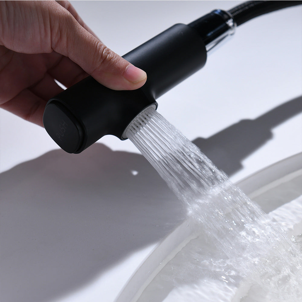 Full Brass Hot and Cold Water Lifting and Pull Down Bathroom Faucet