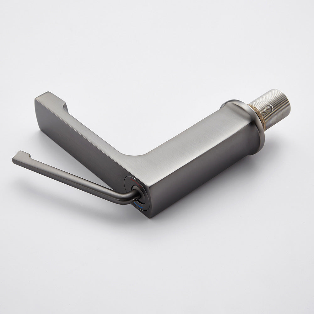 Square Brass One-Handle Modern Waterfall Bathroom Sink Faucet