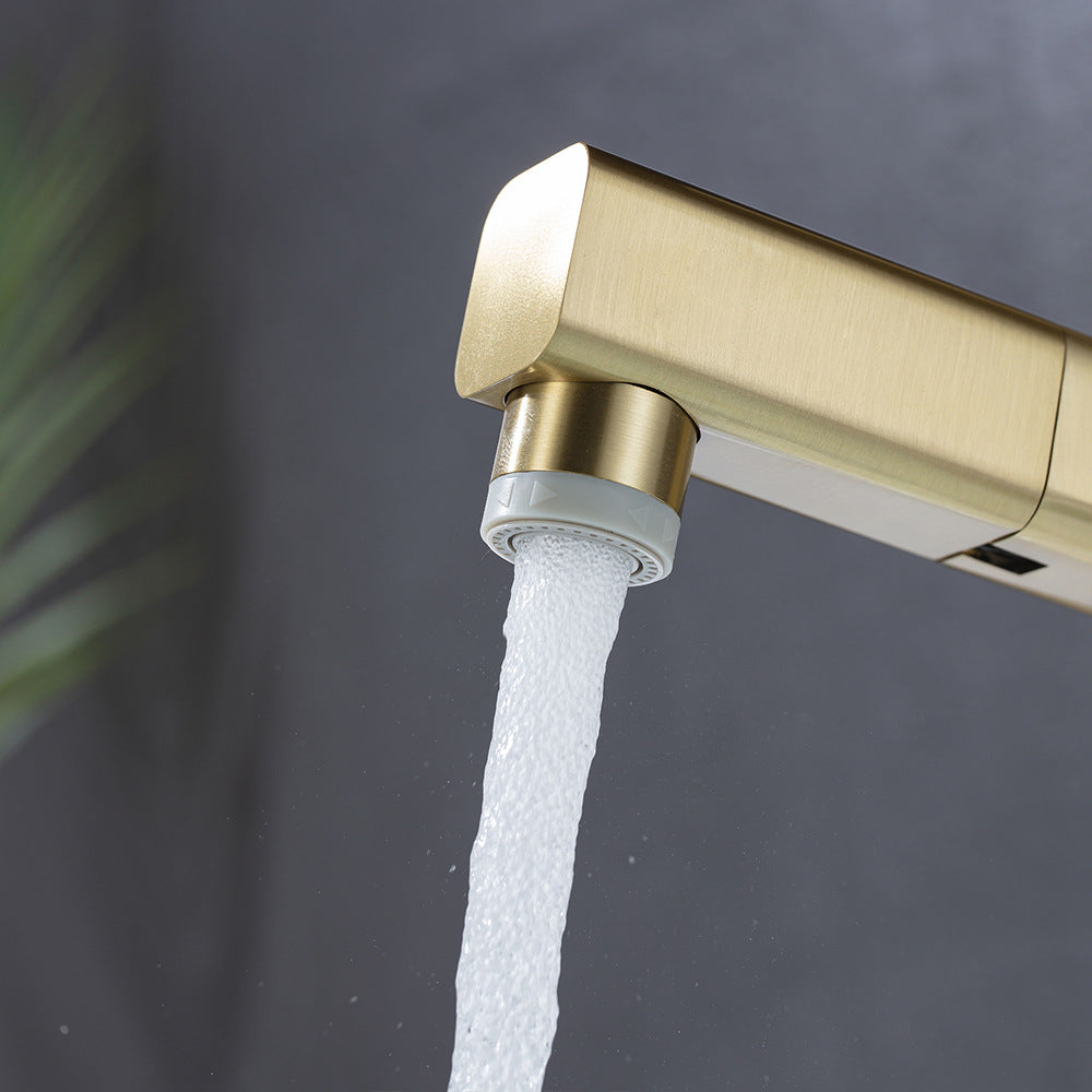 Eumtenr Full Brass Hot and Cold Water Pull Down Bathroom Faucet