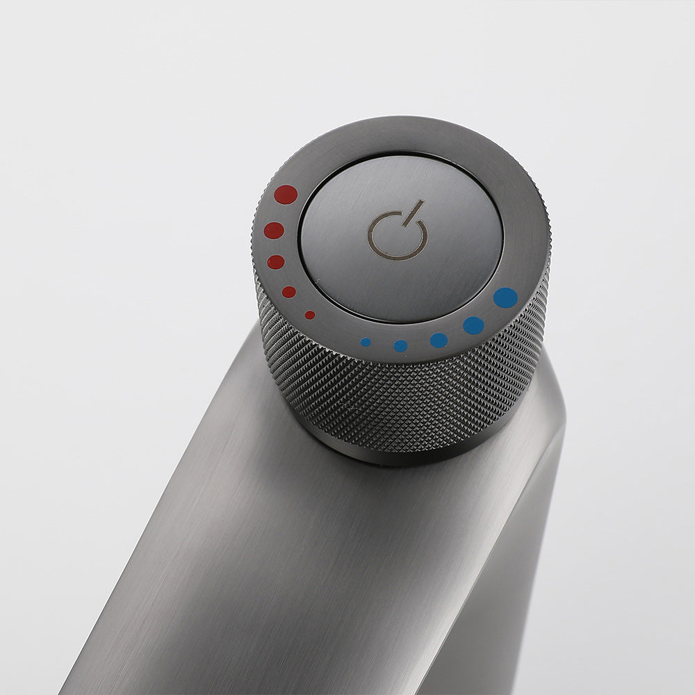 Brass Bathroom Hot and Cold Water Faucet with Rotary Button