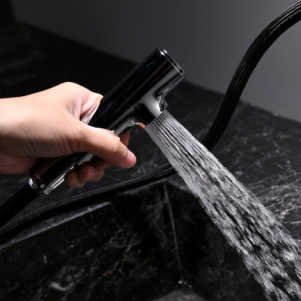 Full Brass Hot and Cold Water Lifting and Pull Down Bathroom Faucet