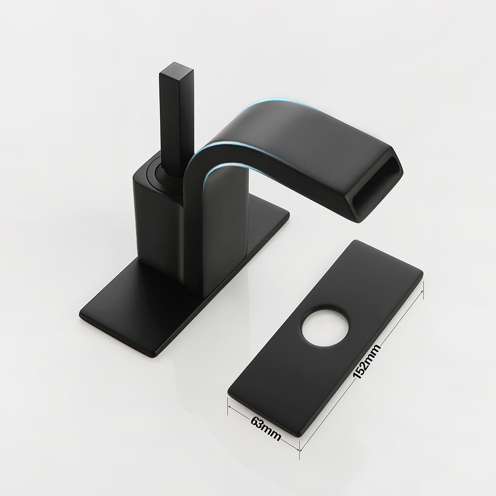 Brass Single Hole Waterfall Bathroom Faucet with Dual Control of Cold and Hot Handles