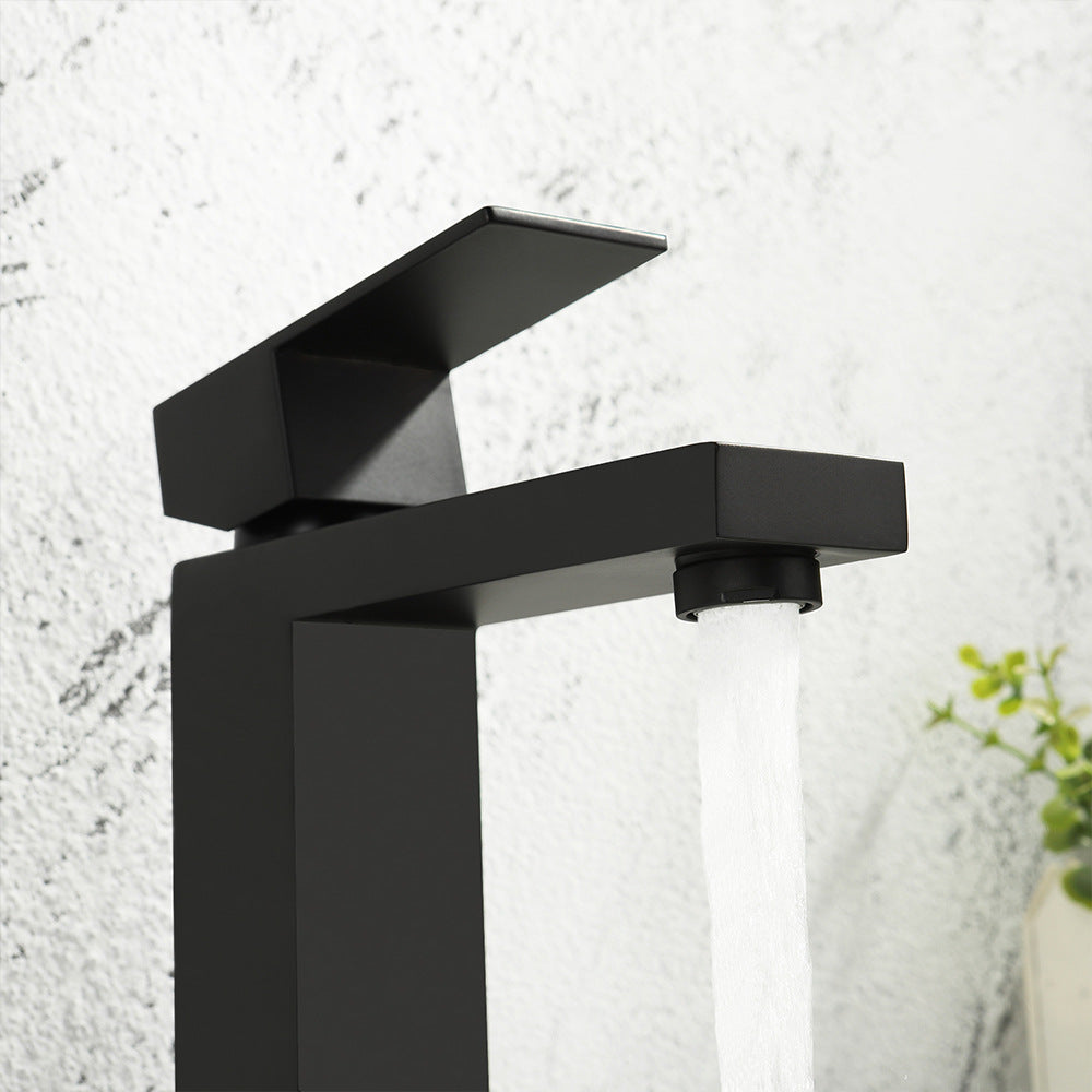 Modern 304 Stainless Steel Square Cold and Hot Single Hole Basin Faucet