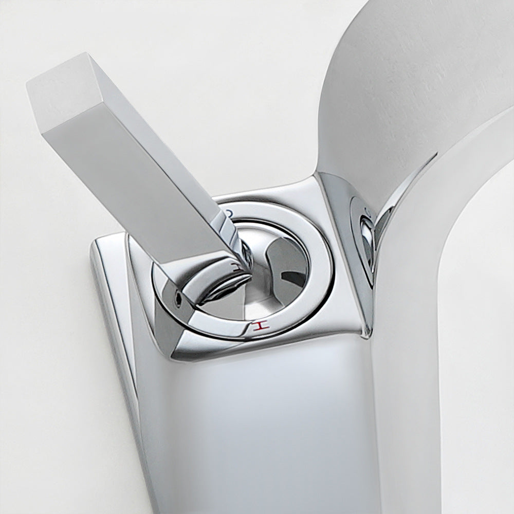 Brass Single Hole Waterfall Bathroom Faucet with Dual Control of Cold and Hot Handles