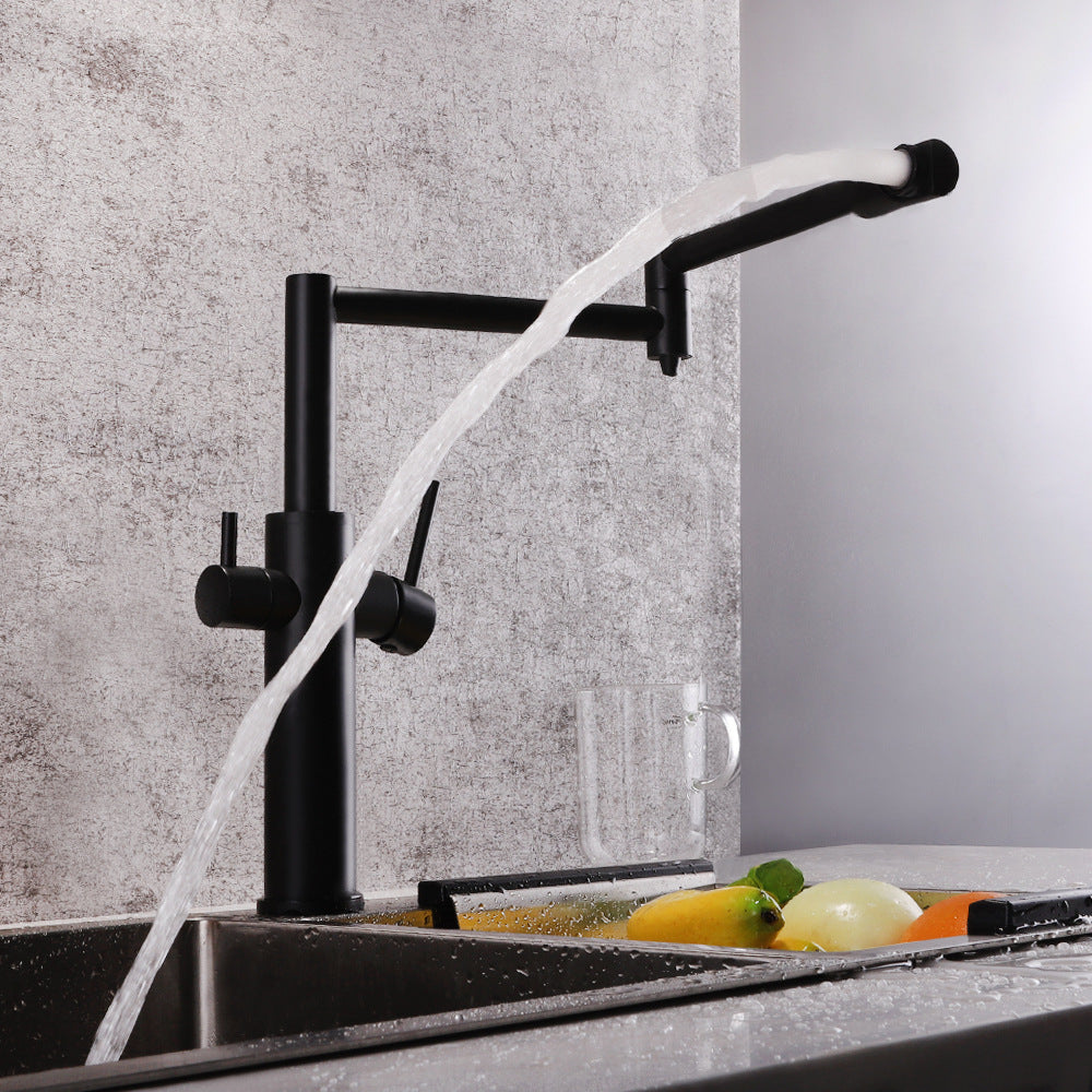 Full Brass Folding Dual Purpose Kitchen Faucet for Water Purification