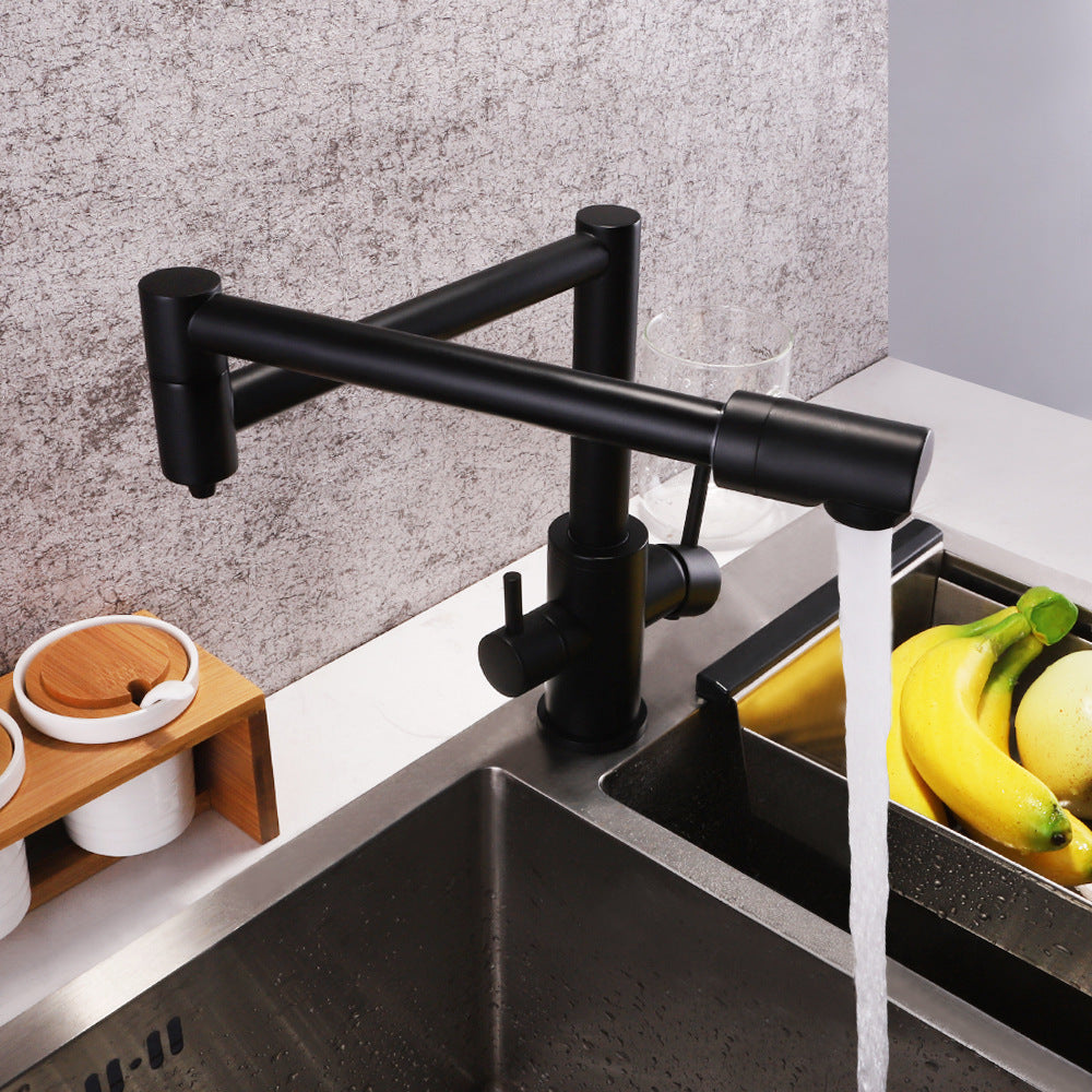 Full Brass Folding Dual Purpose Kitchen Faucet for Water Purification