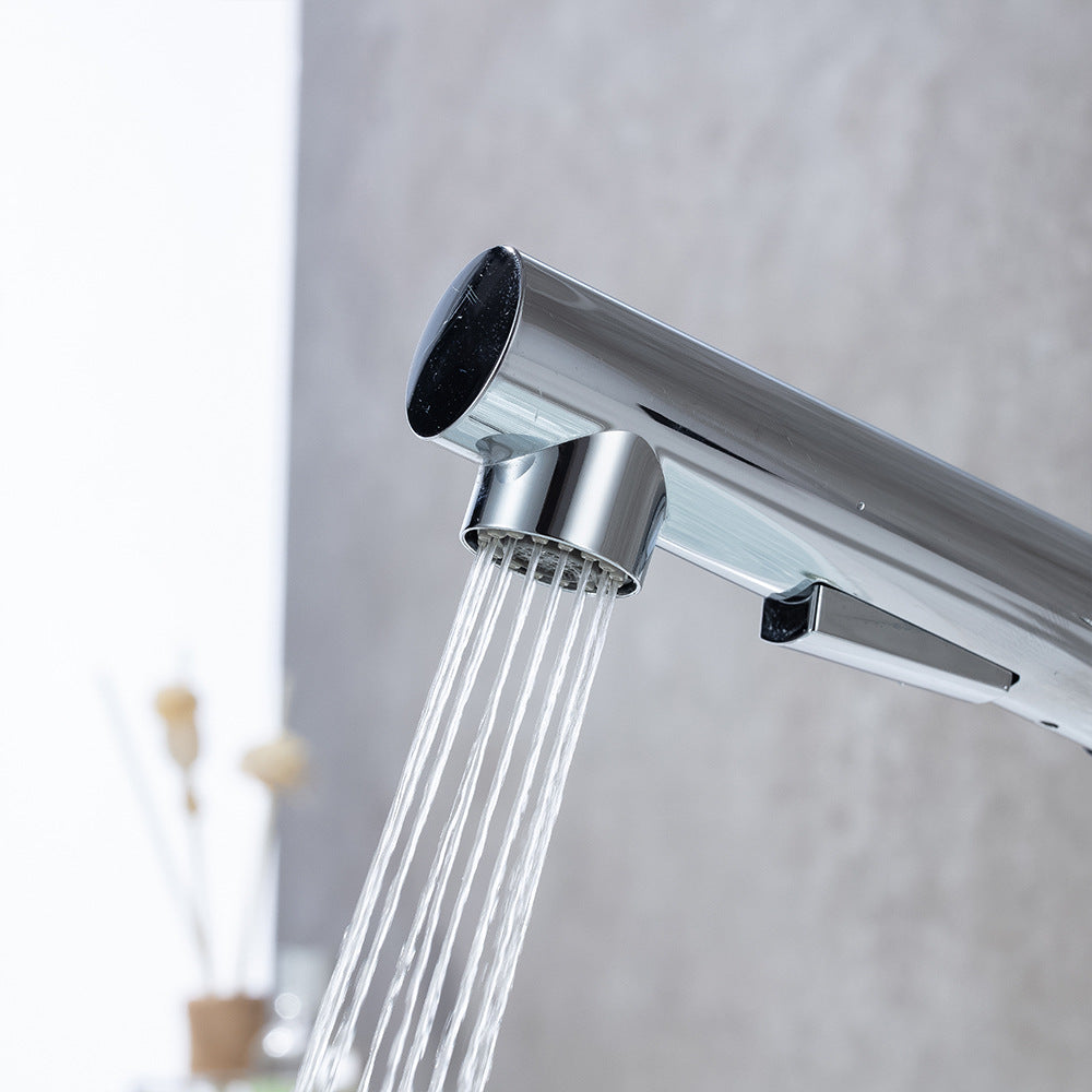 Eumtenr Full Brass 1.5 GPM Hot and Cold Water Pull Down Bathroom Faucet