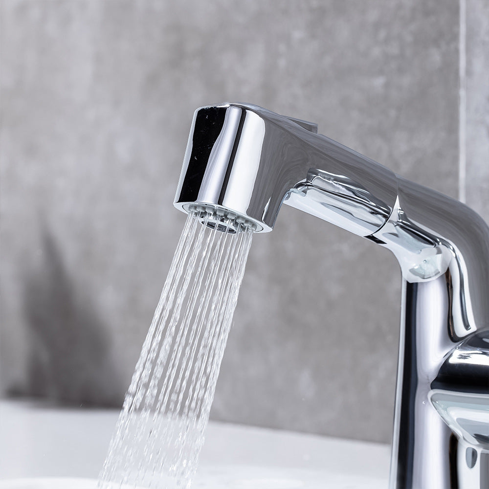 Eumtenr Full Brass Hot and Cold Water Pull Down Bathroom Faucet