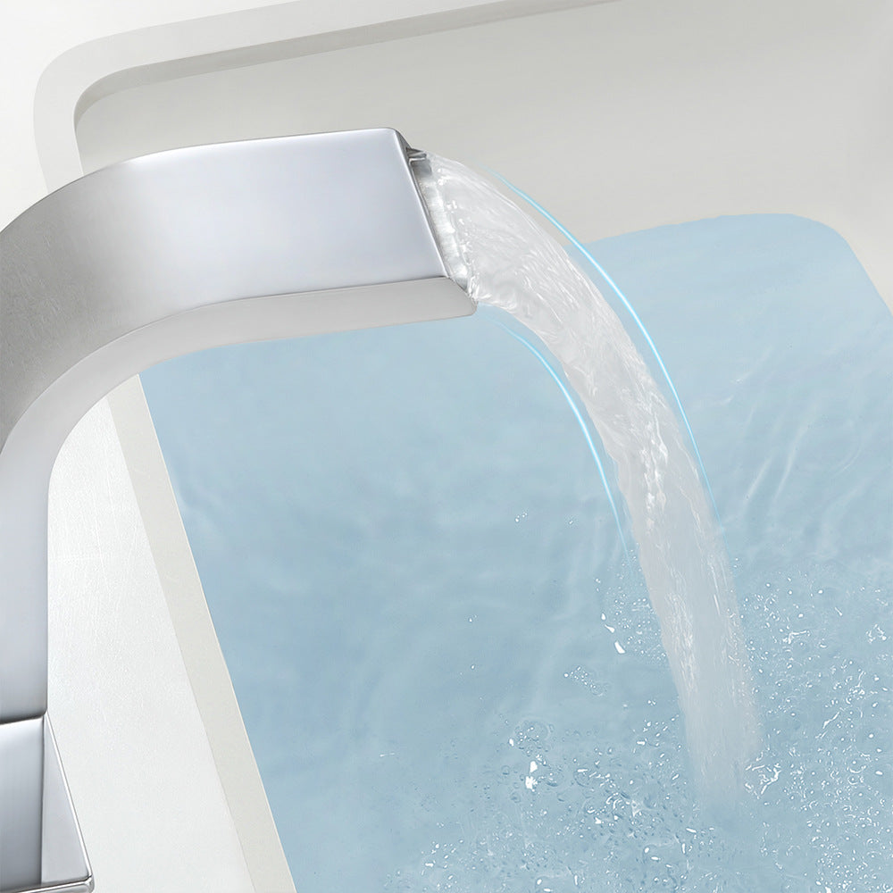 Brass Single Hole Waterfall Bathroom Faucet with Dual Control of Cold and Hot Handles