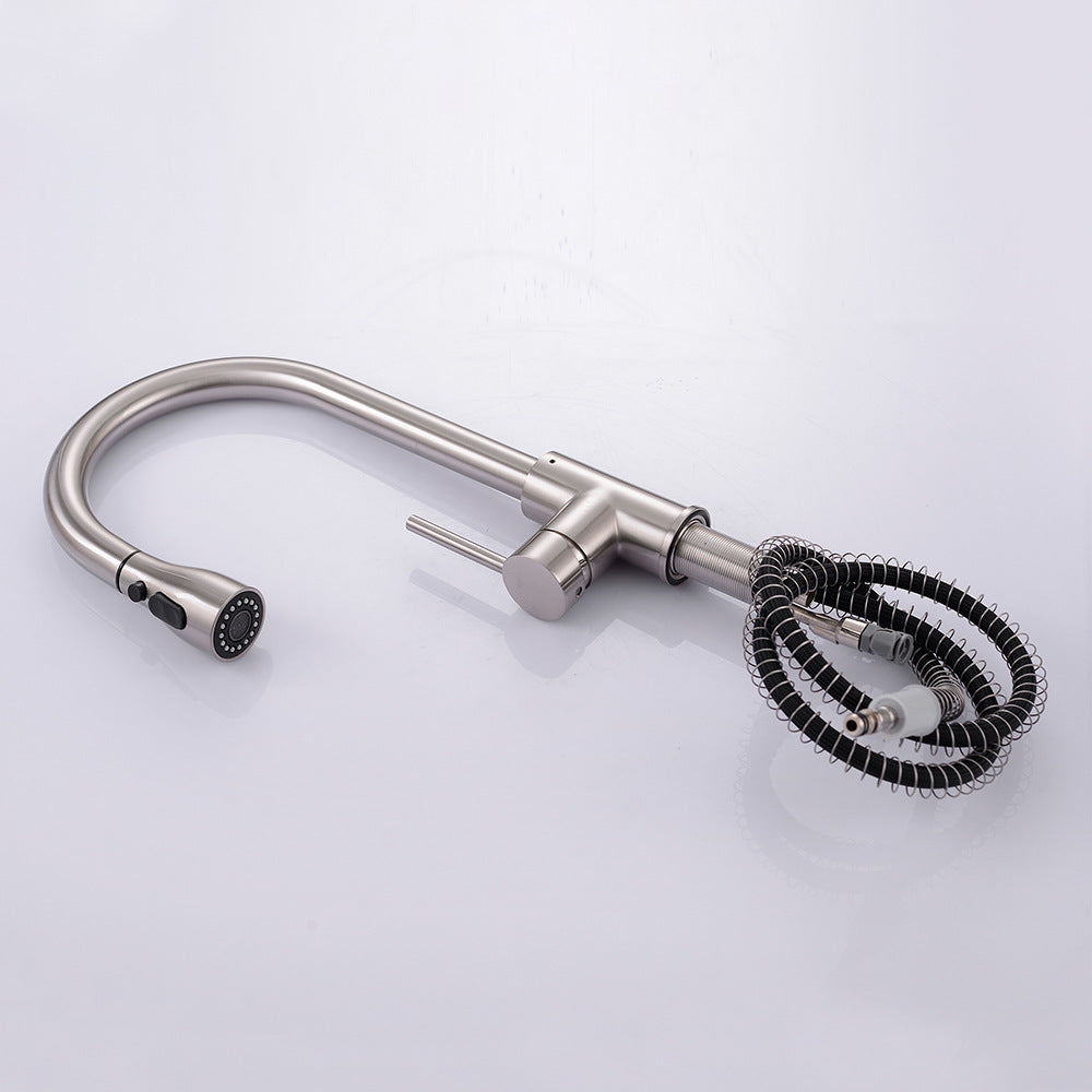 Eumtenr Brass Pulling and Retracting Kitchen Faucet with Hot and Cold Water