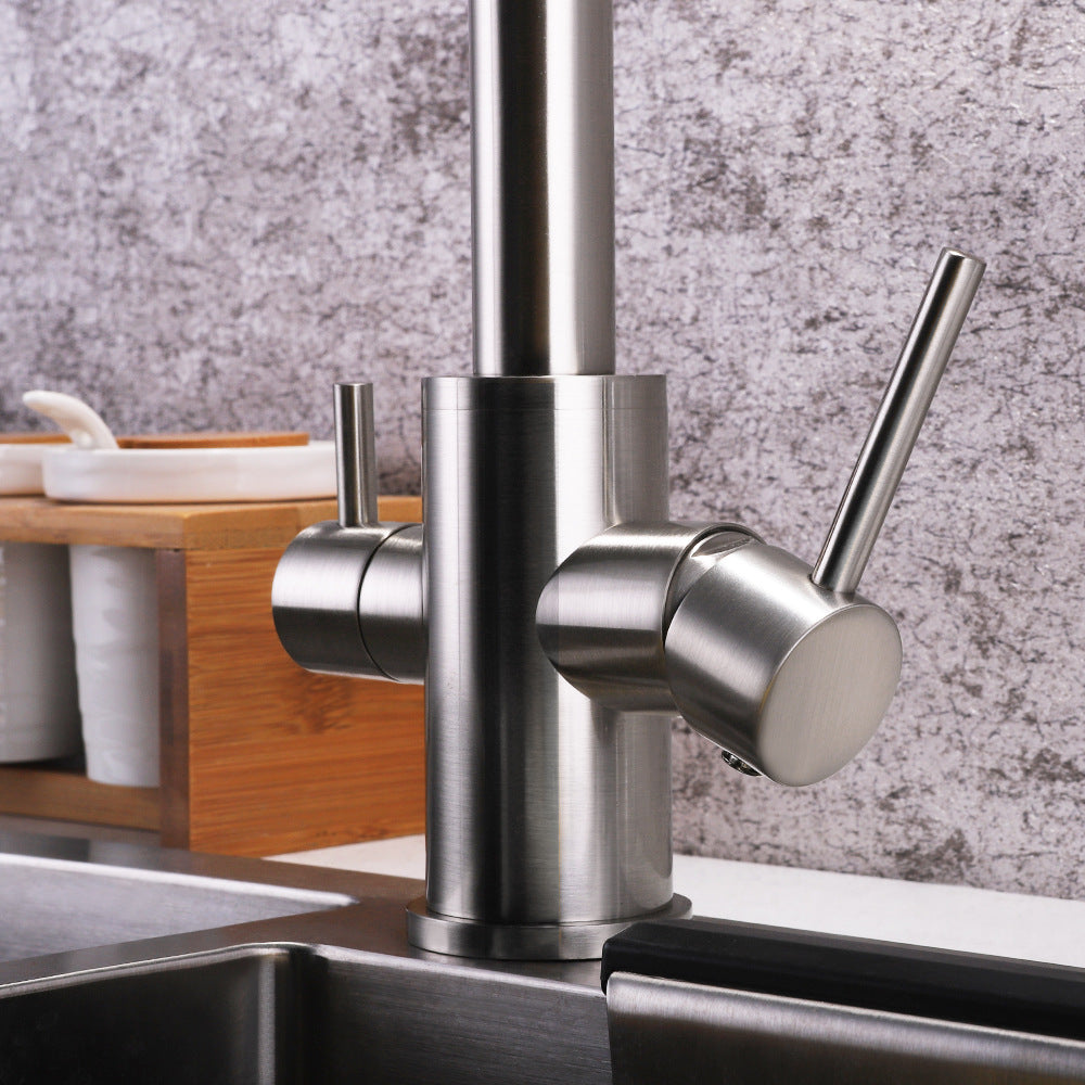 Full Brass Folding Dual Purpose Kitchen Faucet for Water Purification