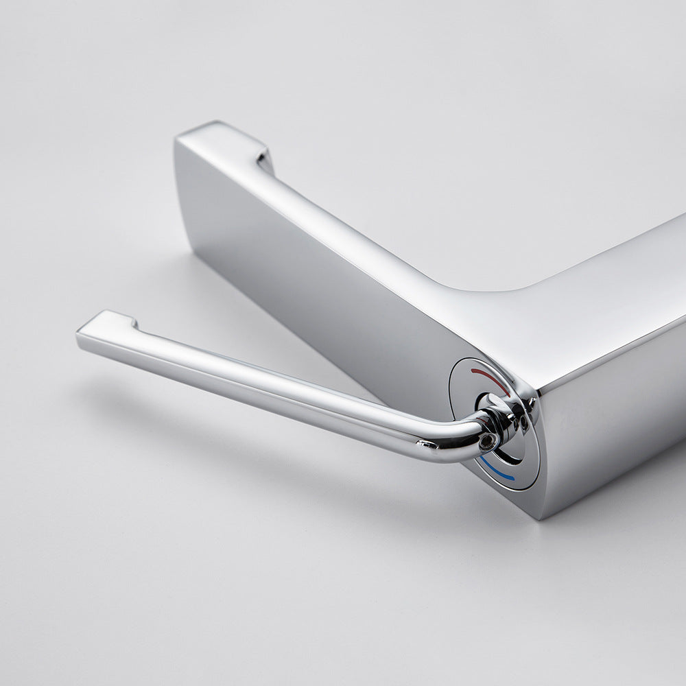 Square Brass One-Handle Modern Waterfall Bathroom Sink Faucet