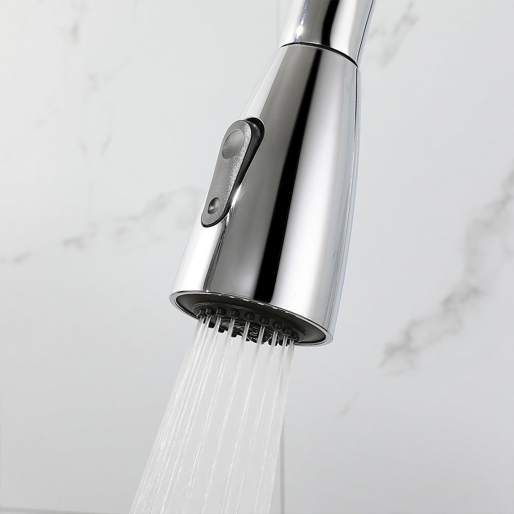 Eumtenr All Brass Cold and Hot Single Hole Pull Down Sprayer Single Control Kitchen Faucet