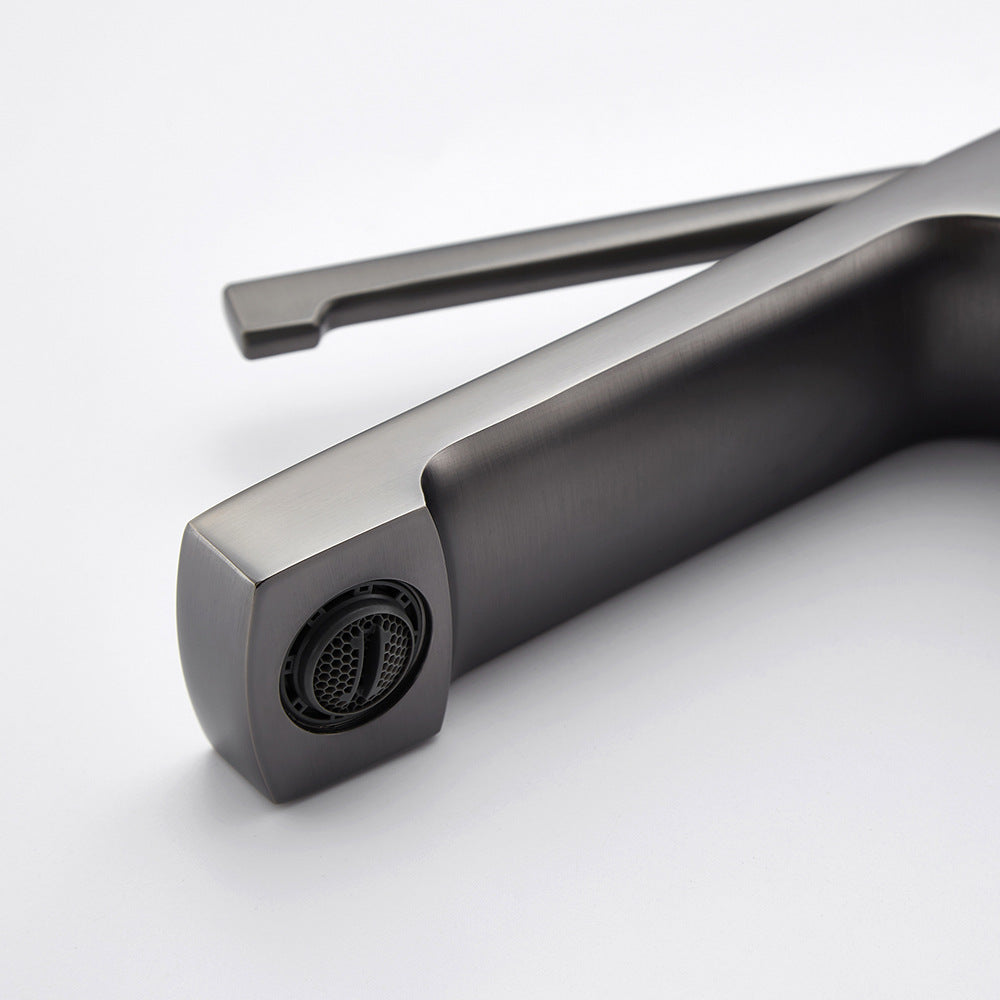 Square Brass One-Handle Modern Waterfall Bathroom Sink Faucet