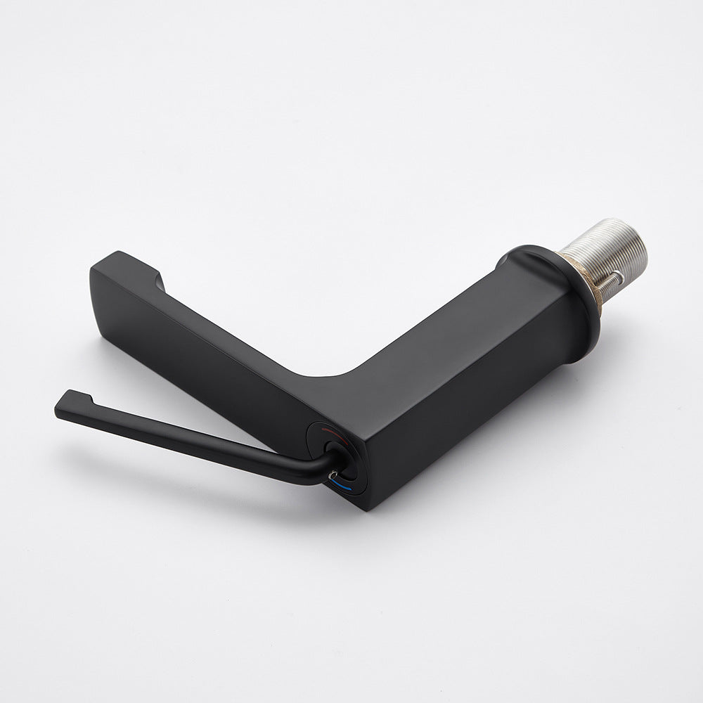 Square Brass One-Handle Modern Waterfall Bathroom Sink Faucet