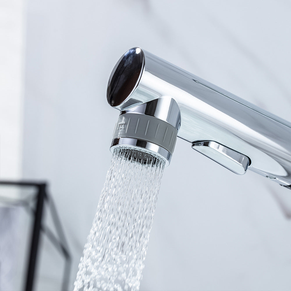 Full Brass Hot and Cold Water Multi-Function Pull Down Bathroom Countertop Basin Bathroom Faucet