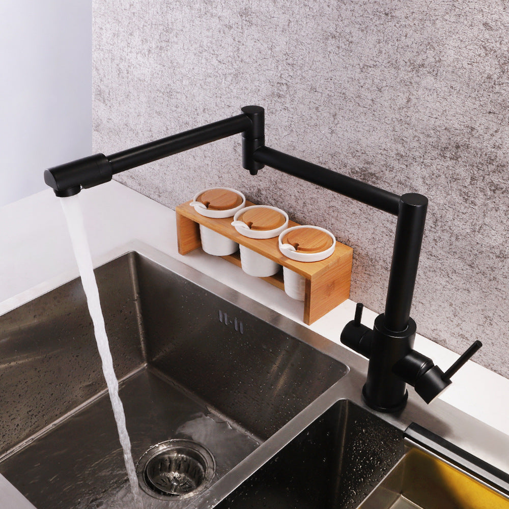 Full Brass Folding Dual Purpose Kitchen Faucet for Water Purification