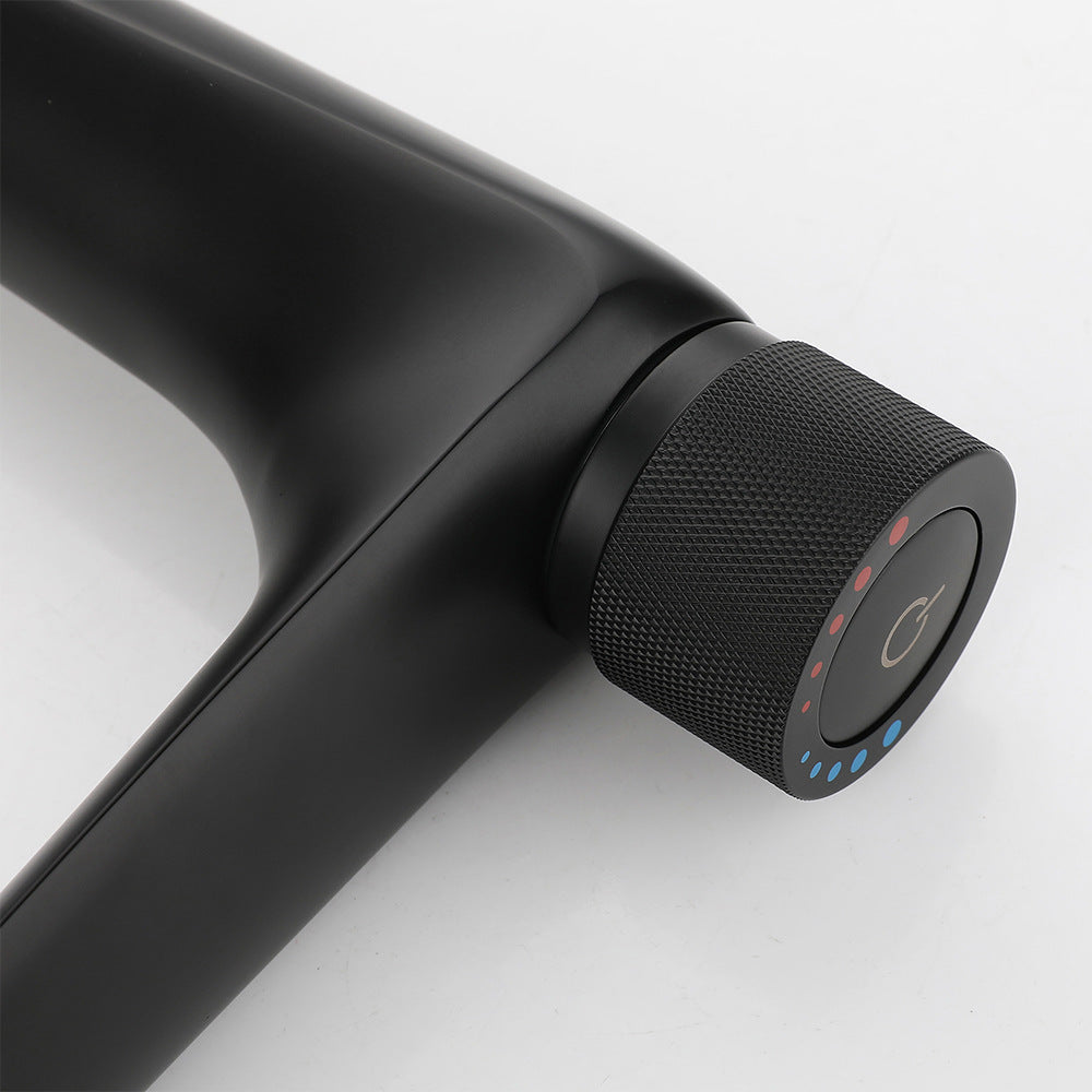 Brass Bathroom Hot and Cold Water Faucet with Rotary Button