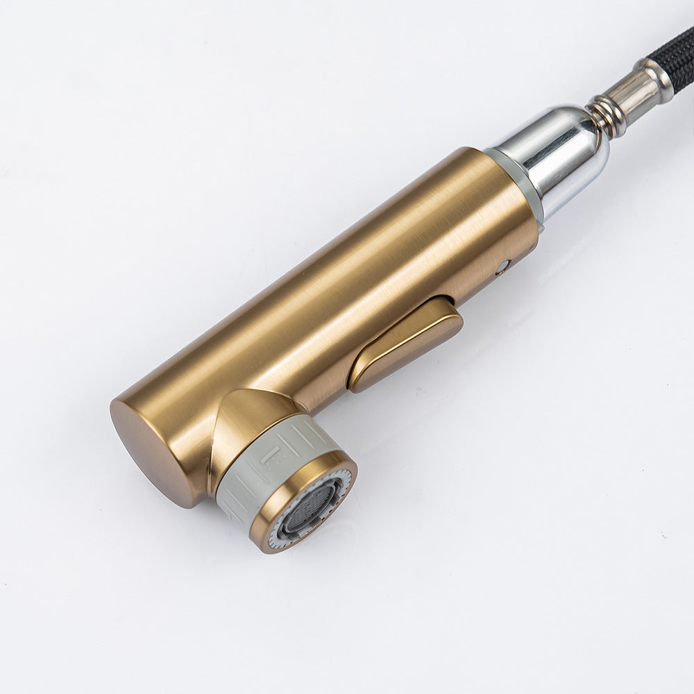 Full Brass Hot and Cold Water Multi-Function Pull Down Bathroom Countertop Basin Bathroom Faucet