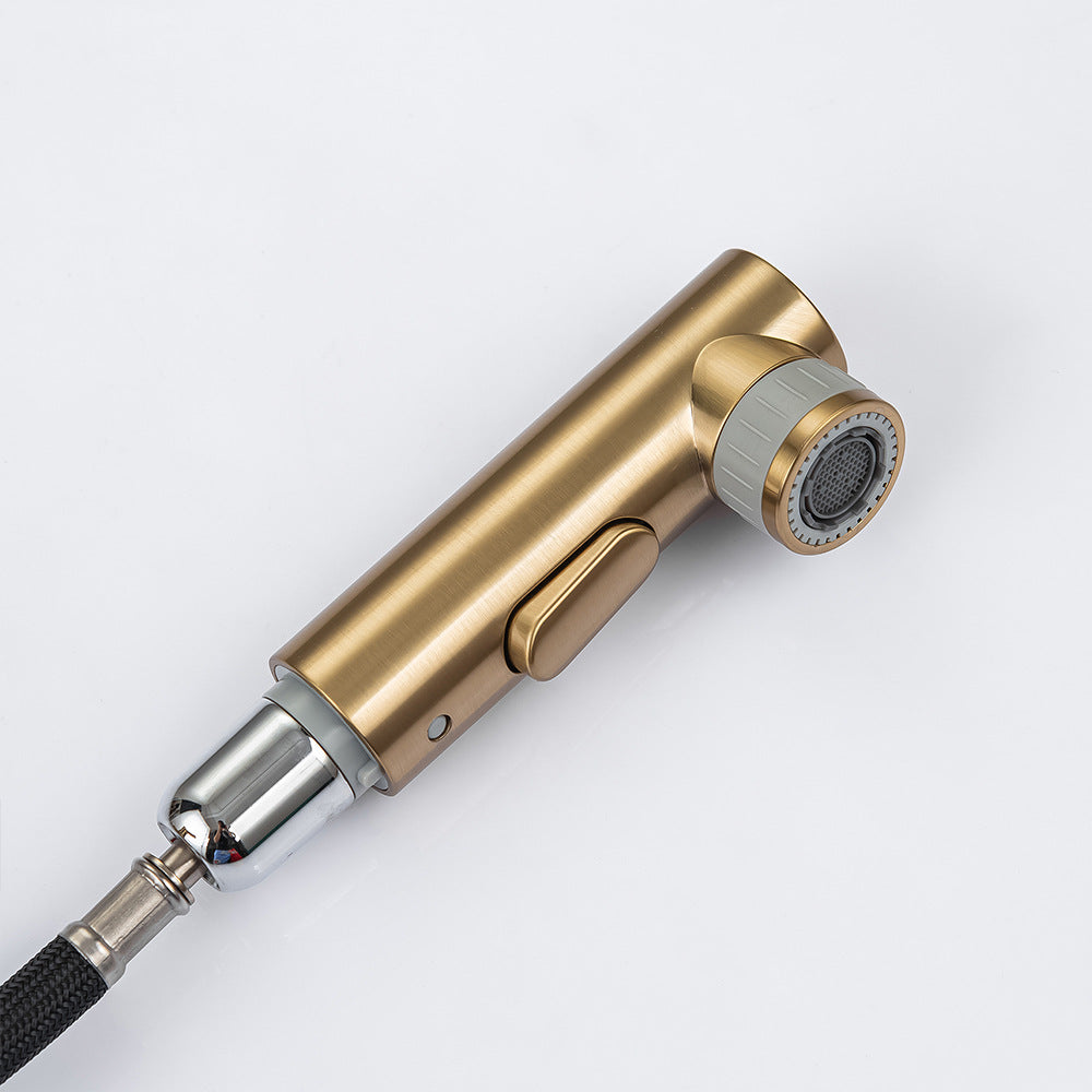 Eumtenr Full Brass Hot and Cold Water Pull Down Bathroom Faucet One Click Switching